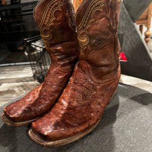 Brown ostrich Lucchese boots